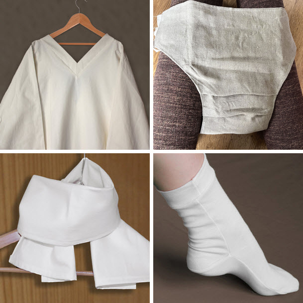 Pakket voor begrafenis, compleet en geheel in biologisch afbreekbaar materiaal, verantwoorde uitvaartkleding